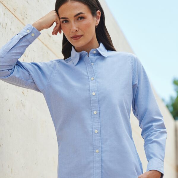 Henbury Ladies Long Sleeve Classic Oxford Shirt Thumbnail