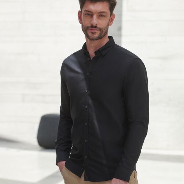 Henbury Modern Long Sleeve Slim Fit Oxford Shirt Thumbnail