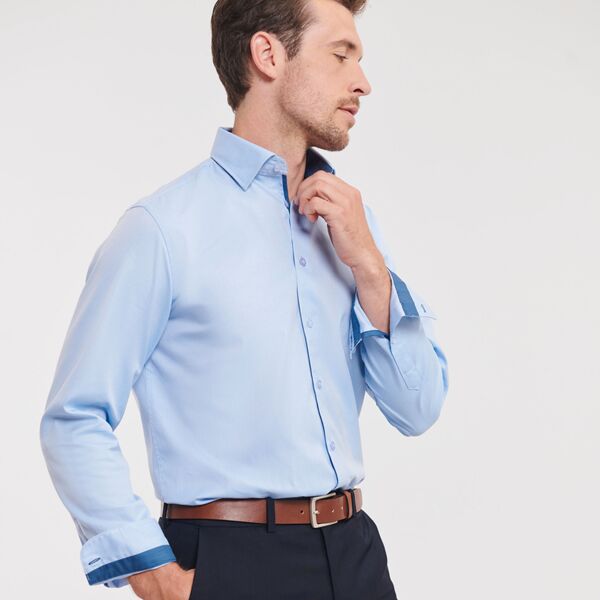 Russell Athletic Collection Long Sleeve Contrast Herringbone Shirt Thumbnail